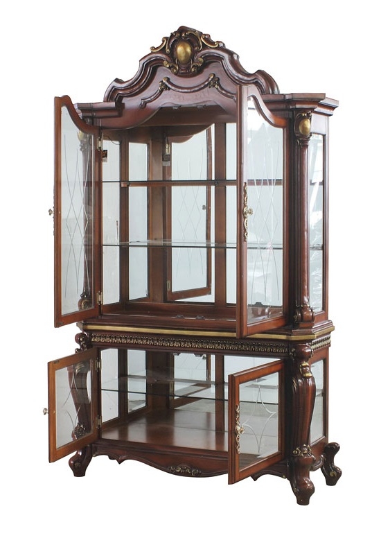 Picardy Glass/Wood Curio w/4 Doors