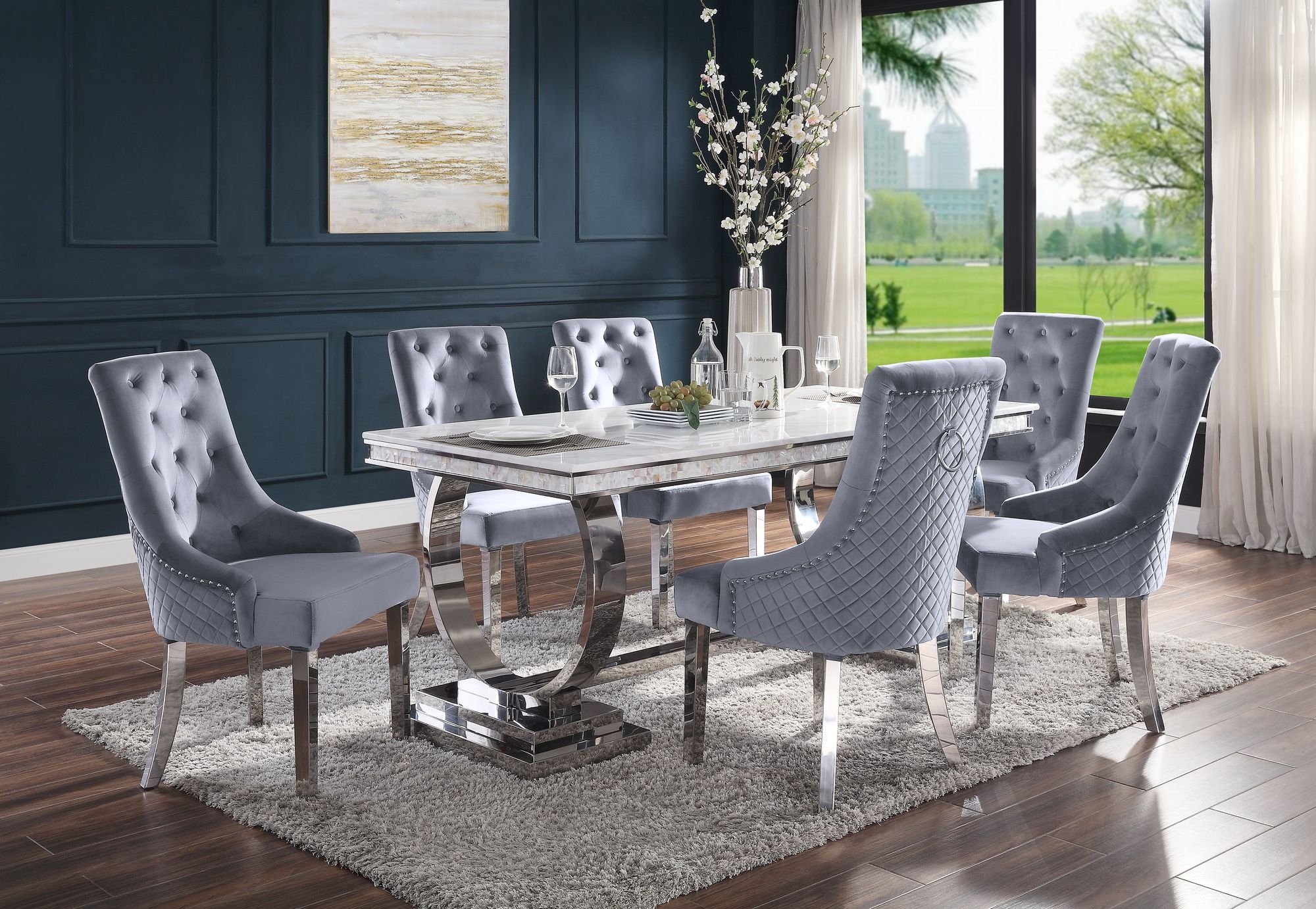 Zander Artificial Marble Top Dining Table