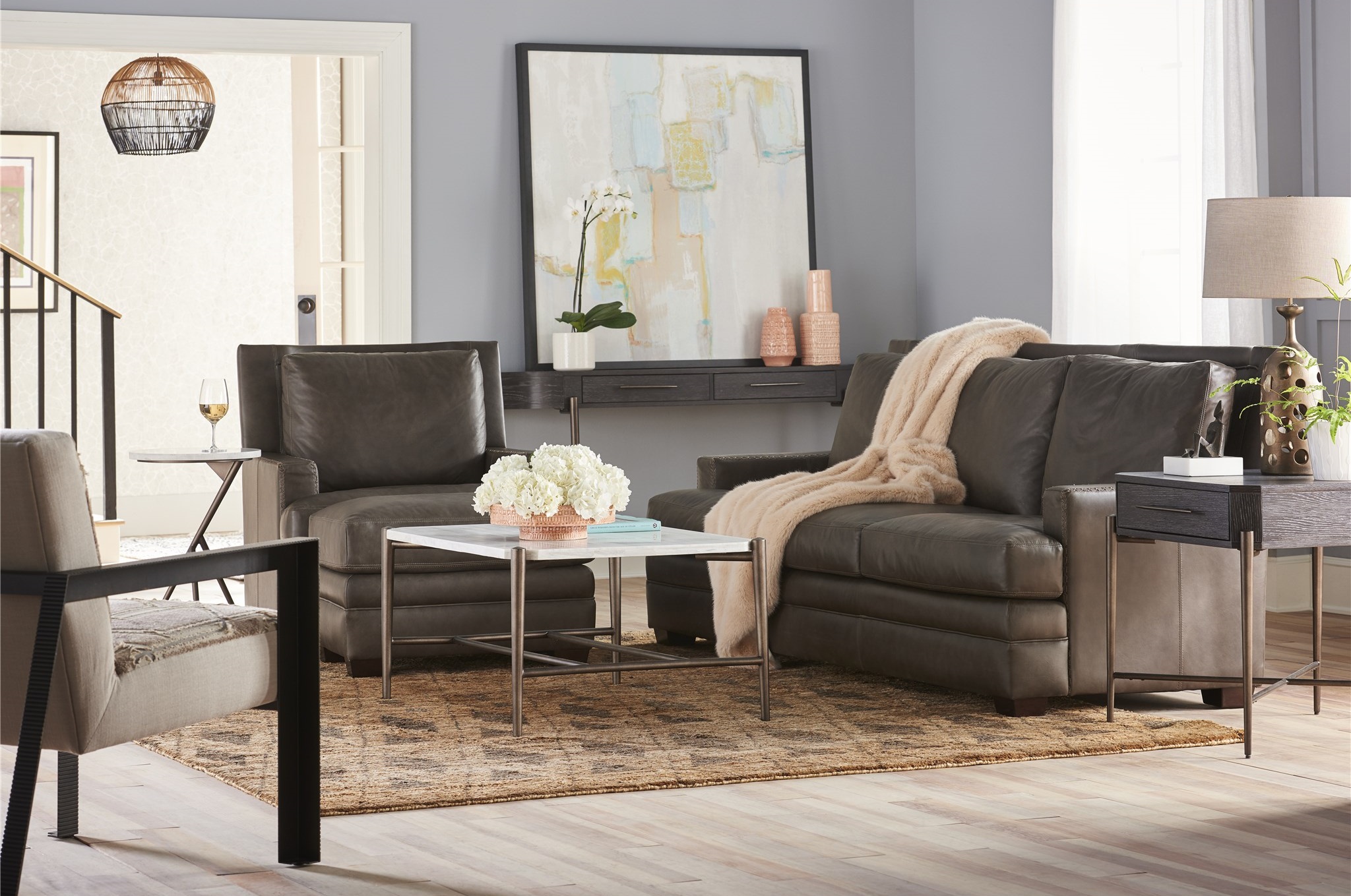 Oslo Stone/Metal Rectangular Coffee Table