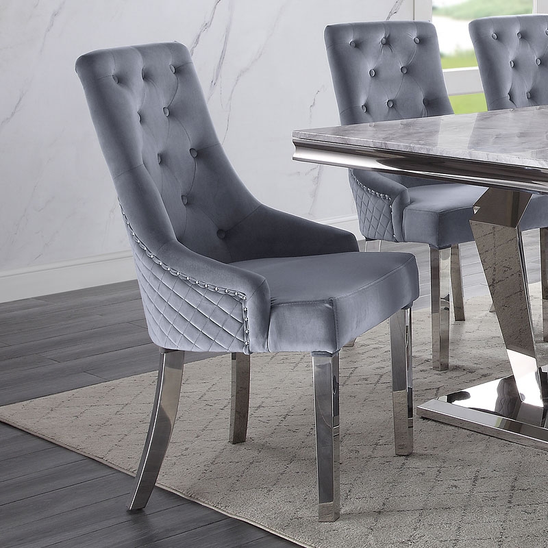 Satinka Faux Marble/Steel Dining Room Set