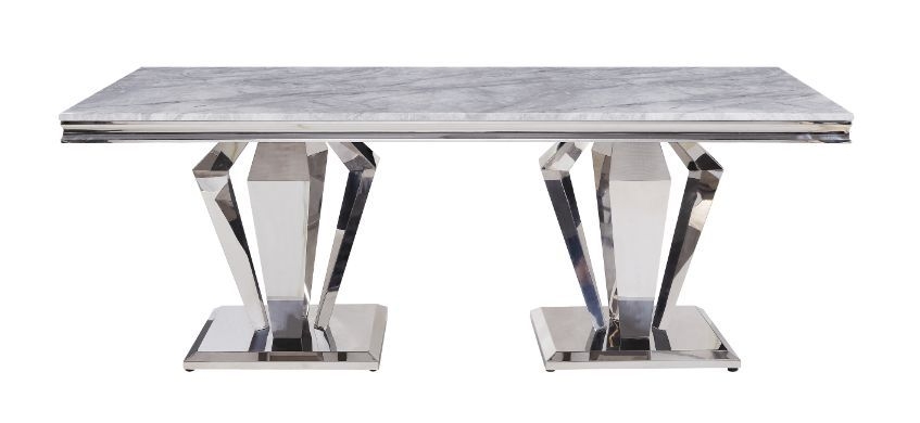 Satinka Faux Marble/Steel Dining Table