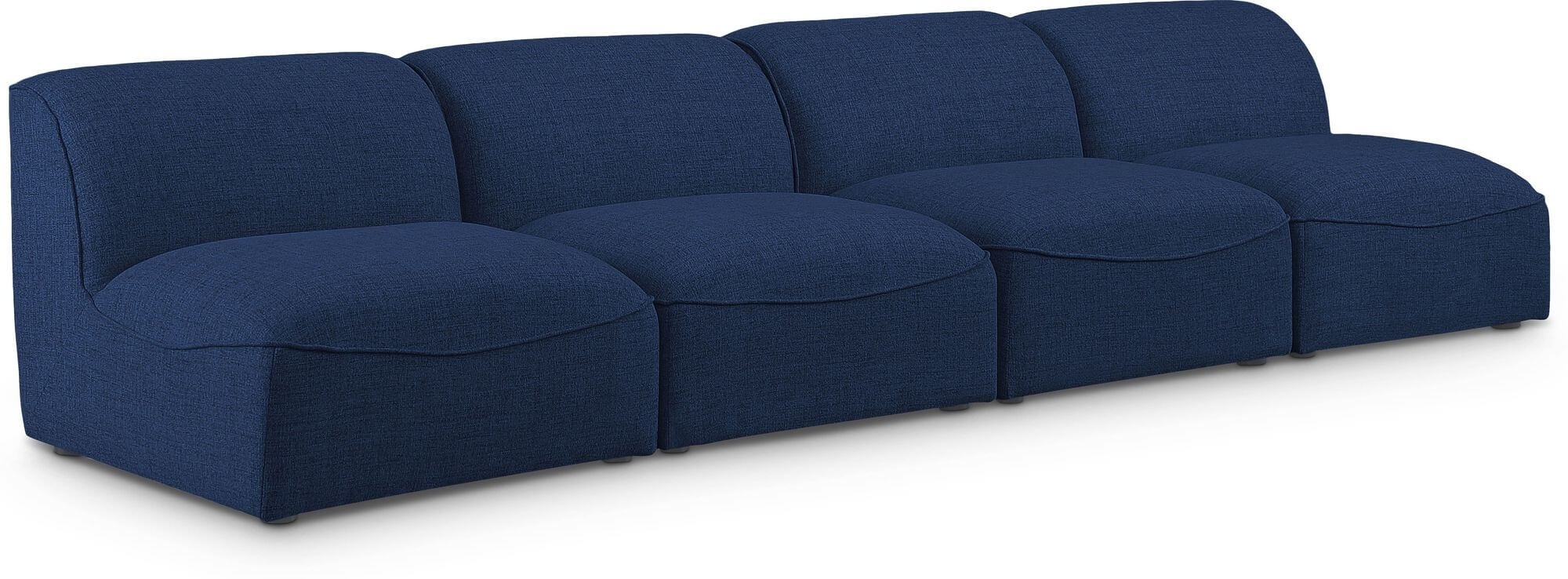 Miramar 132" Linen Modular Blue Sofa