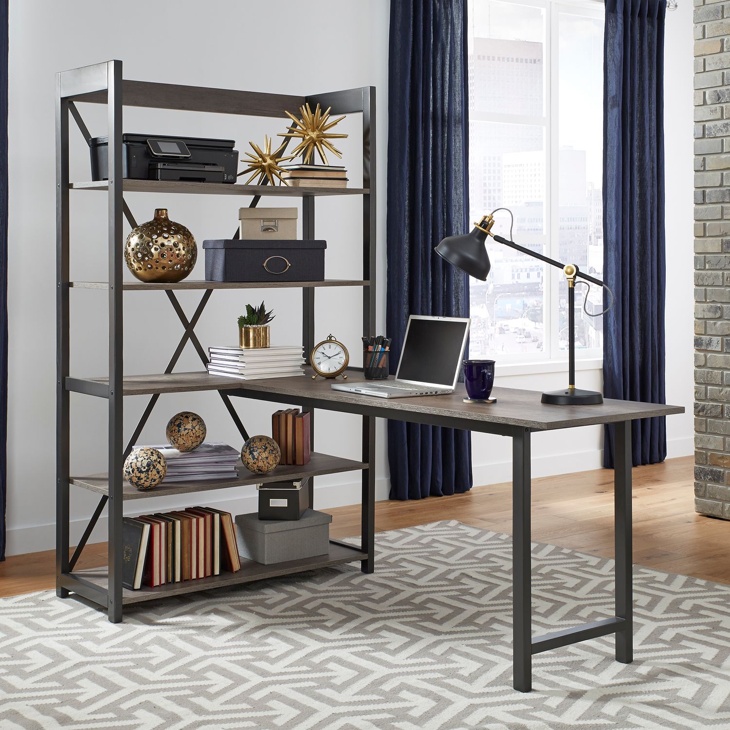 Tanners Creek Melamine/Wood/Metal 5-Tier Bookcase