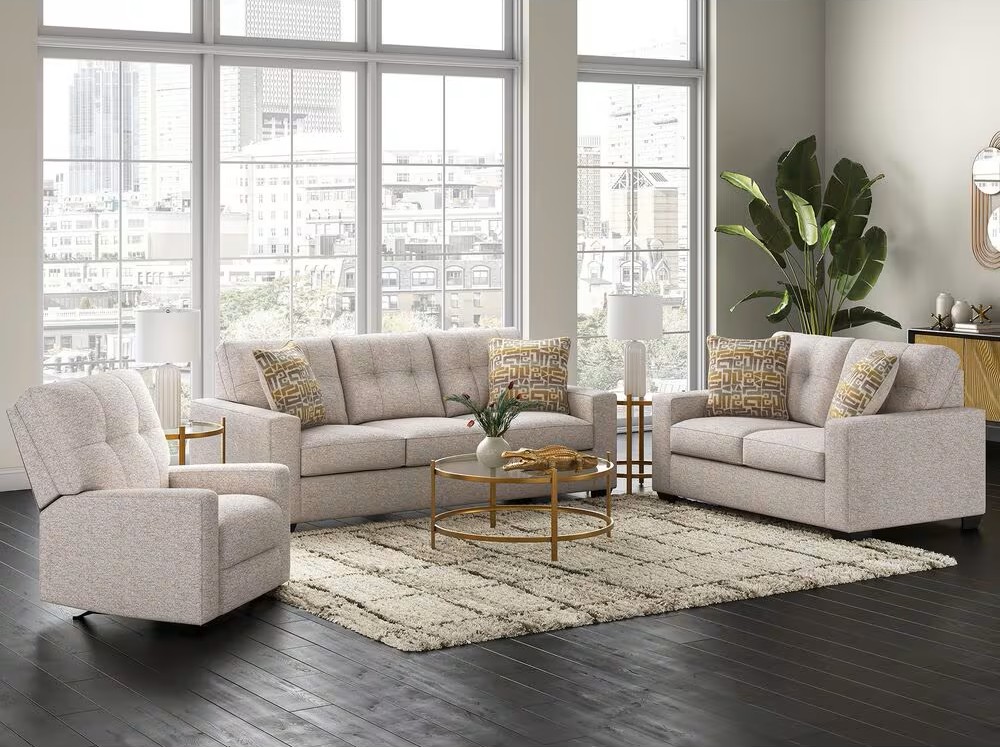 Larimer Transitional Sofa | Track Arm & Neutral Upholstery