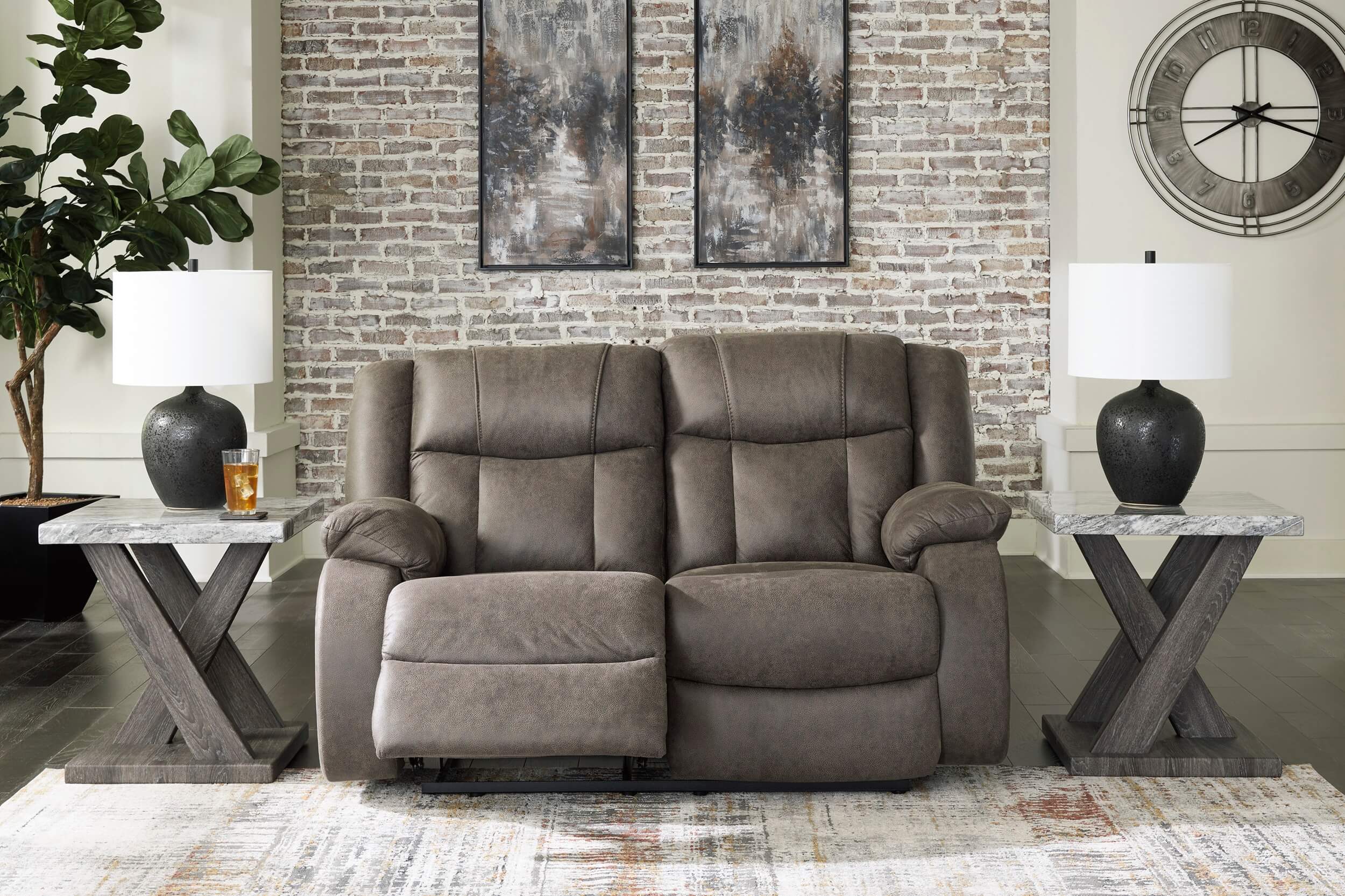 First Base Polyester Reclining Loveseat