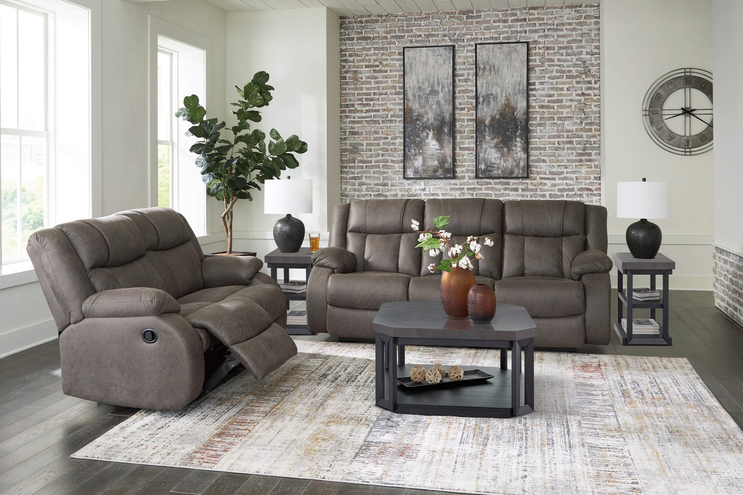 Ashley First Base Reclining Sofa Set