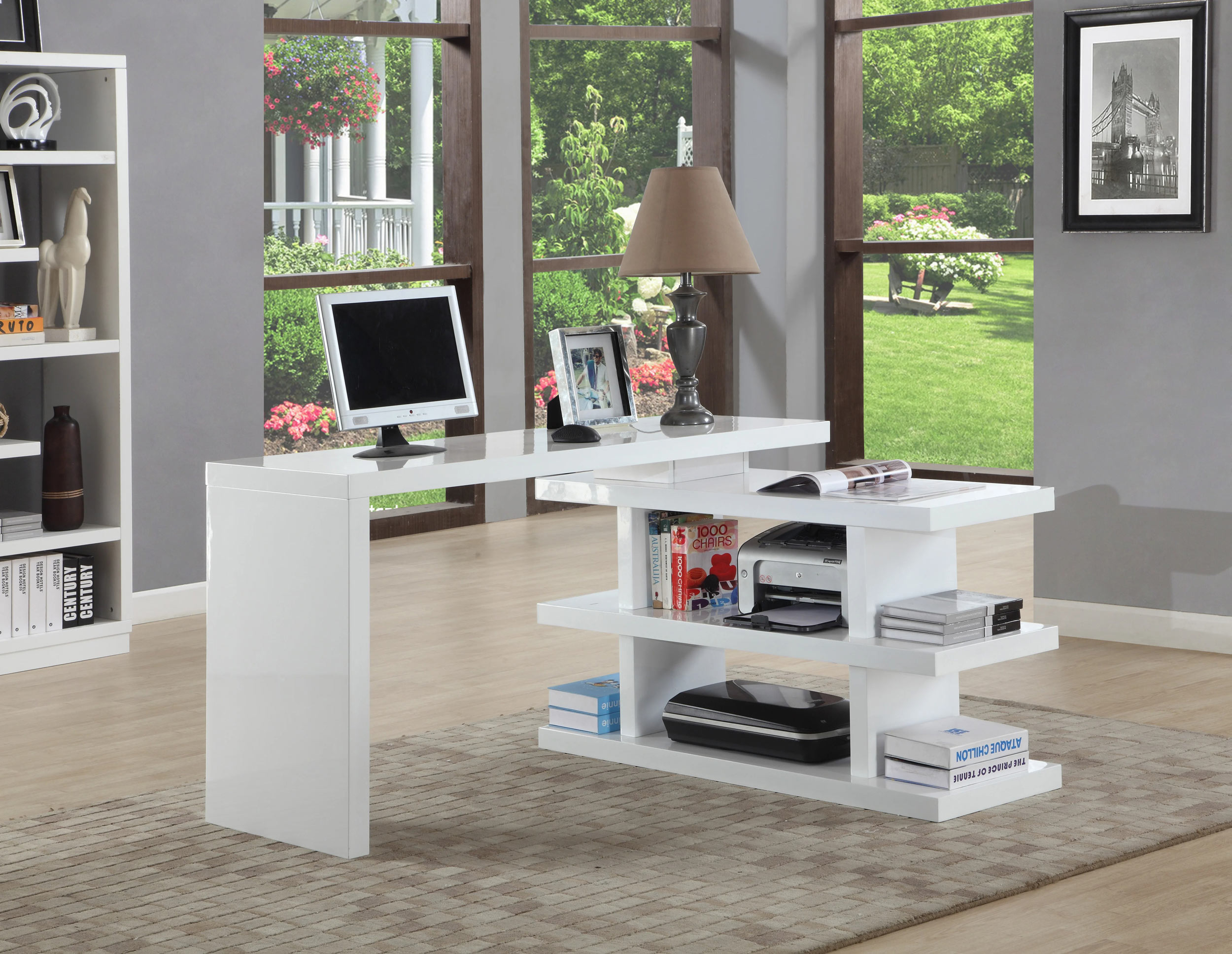 6915 Motion Home Office Desk w/Shelves