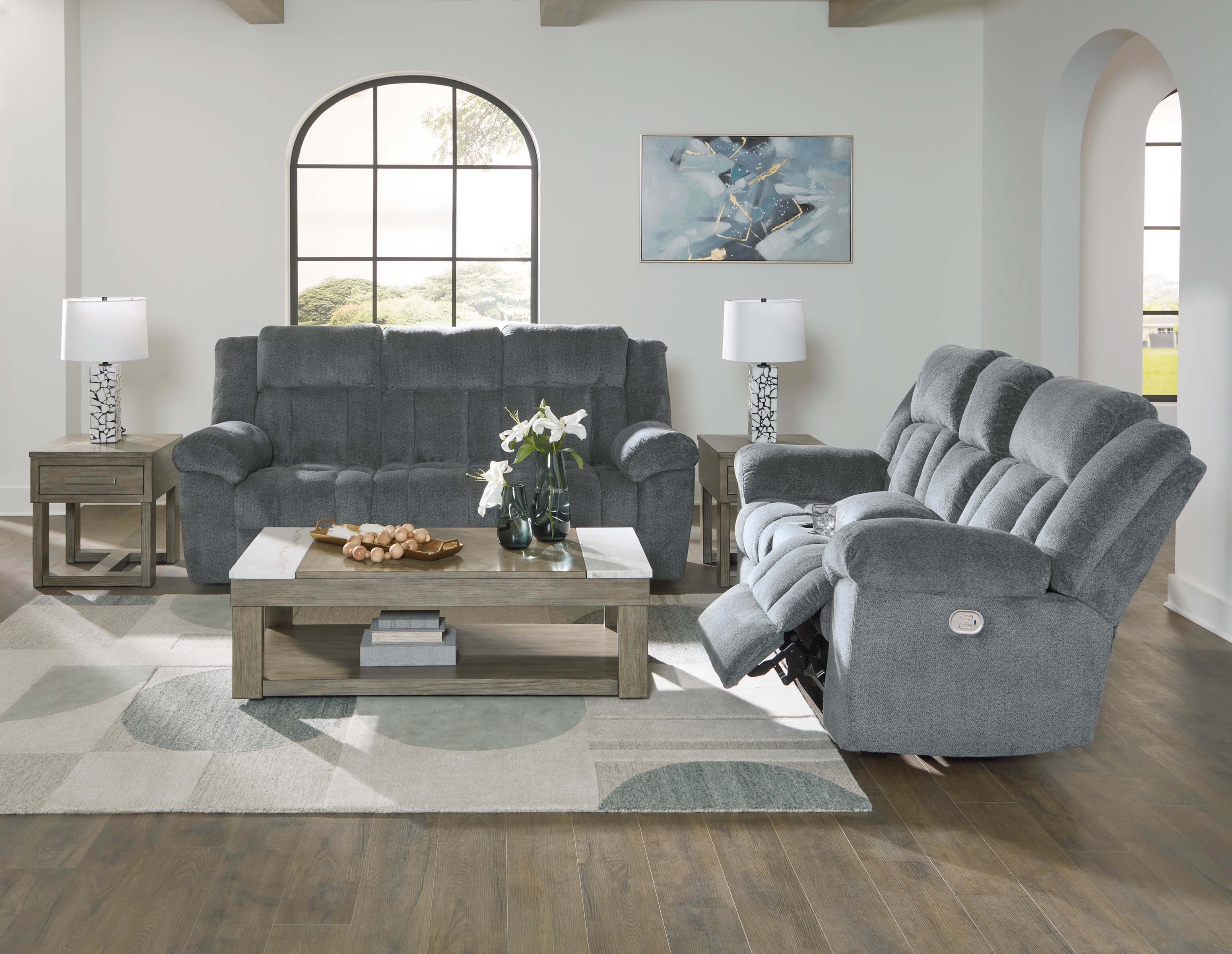 Ashley Tip-Off Polyester Power Reclining Living Room Set