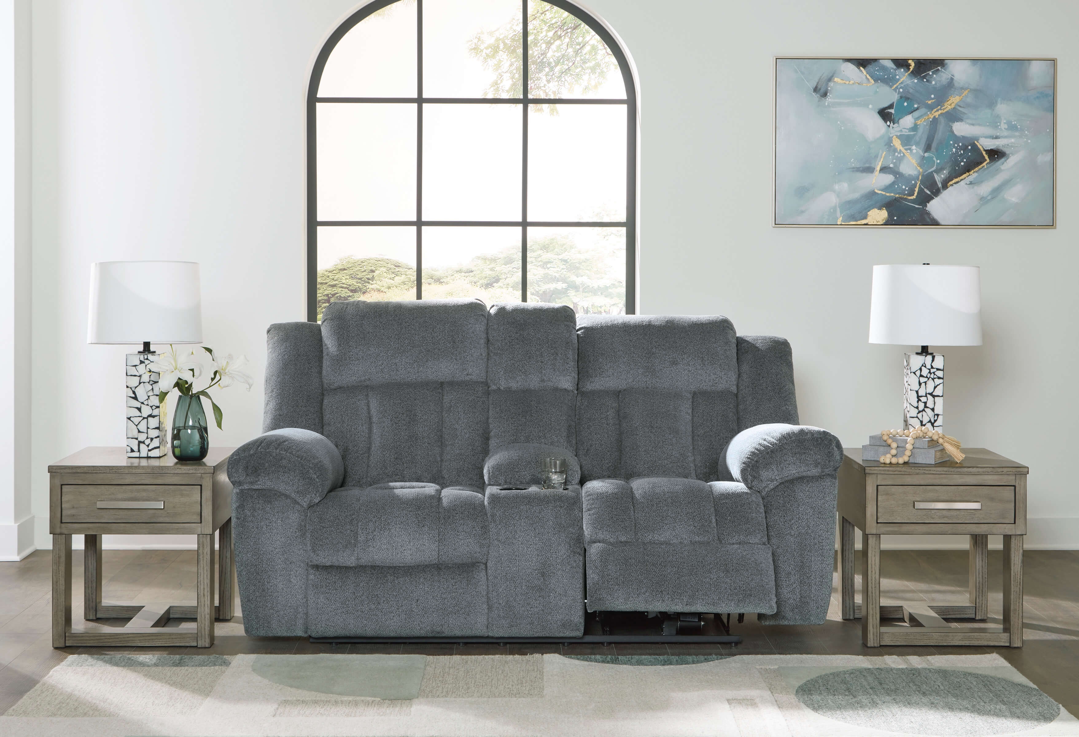 Tip-Off Slate Recilining Loveseat By Ashley