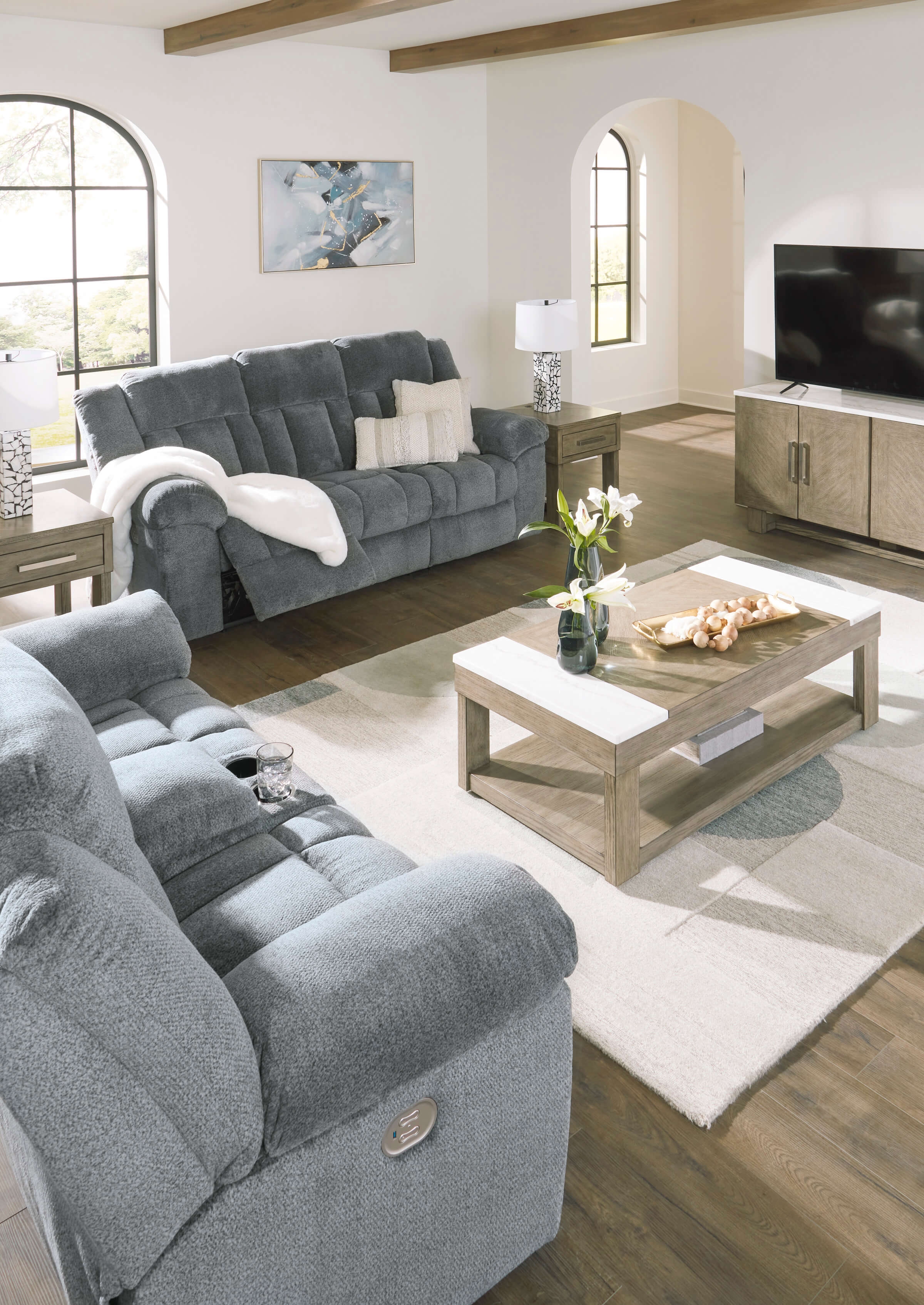 Ashley Tip-Off Power Reclining Sofa and loveseat set