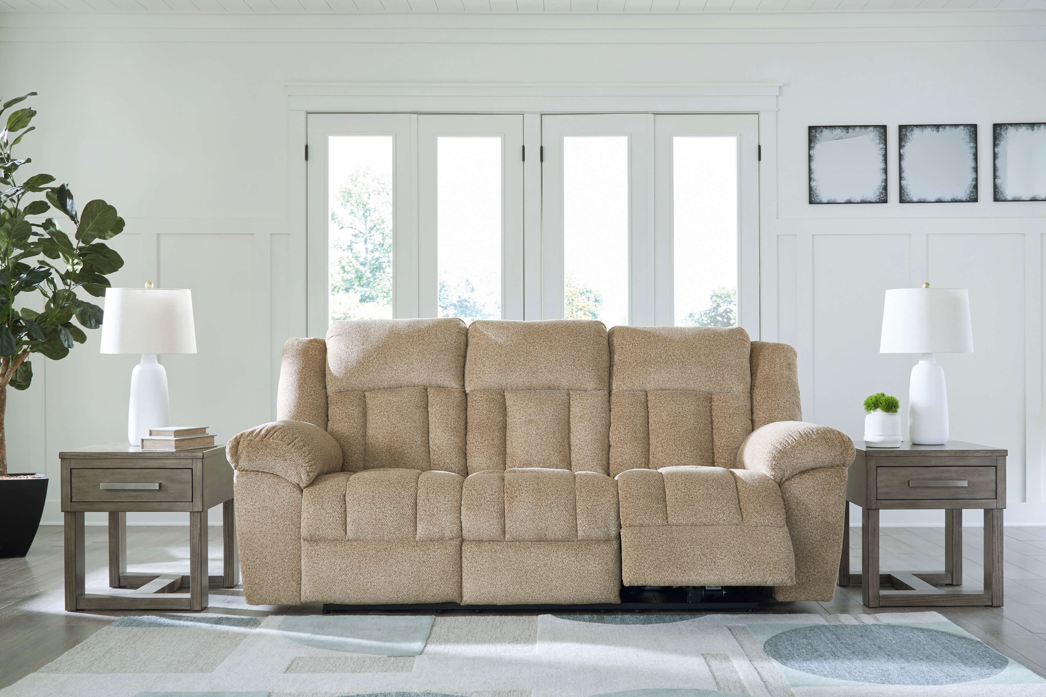 Tip-Off Dual Power Reclining Wheat Sofa