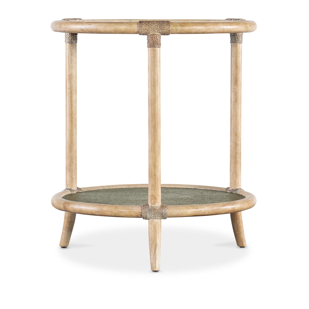 Retreat Raffia Storage Glass Top End Table