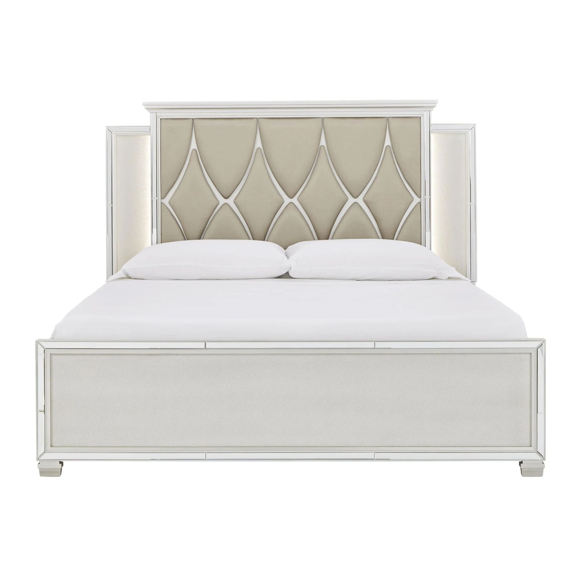 Ashley SM Lindenfield Polyester Upholstered Panel Bedroom Set with LED Backlight