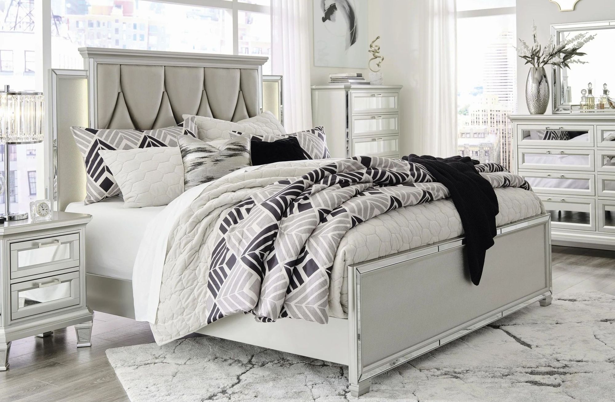 Lindenfield Polyester Upholstered Panel Bed with LED Backlight