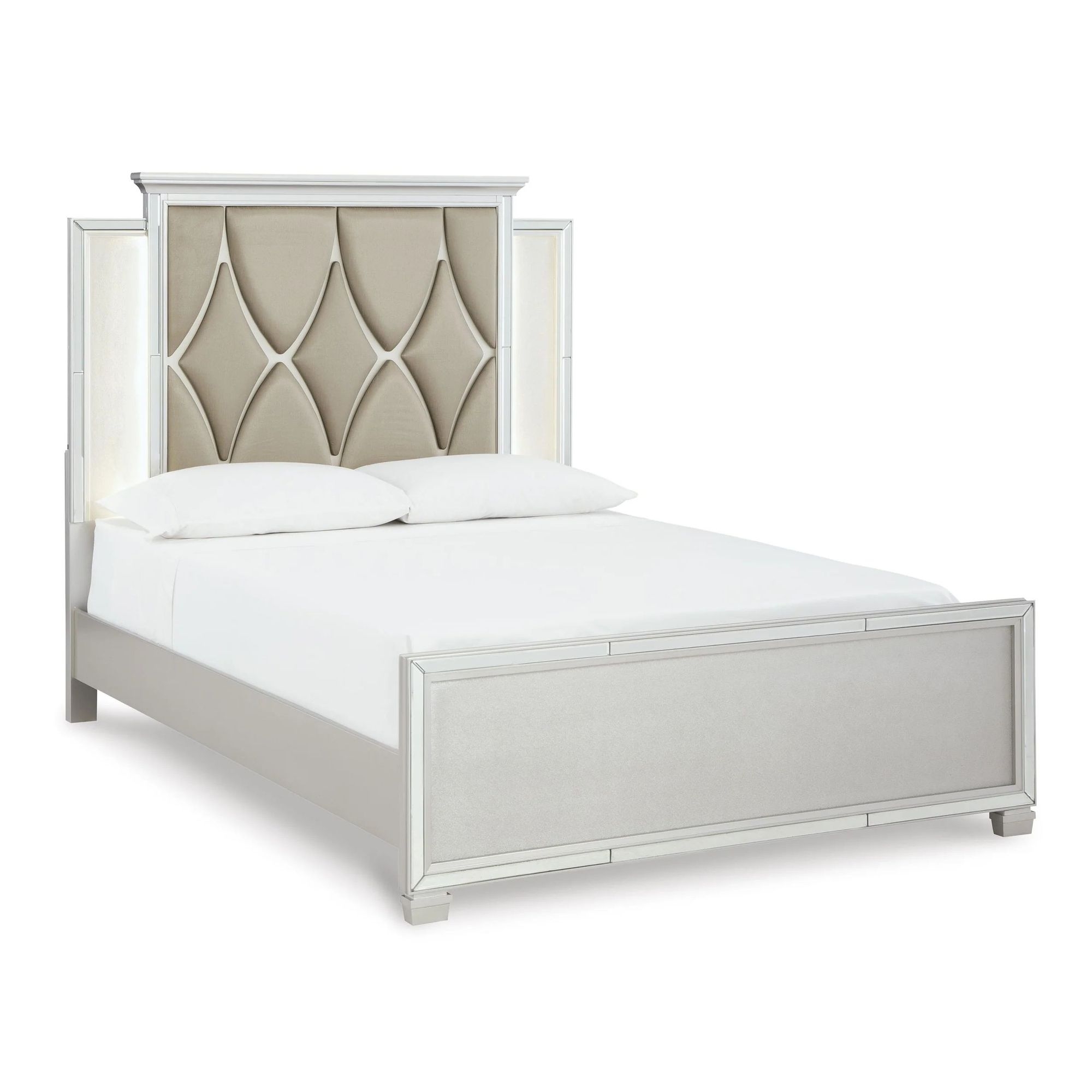 Ashley SM Lindenfield Polyester Upholstered Panel Bedroom Set with LED Backlight