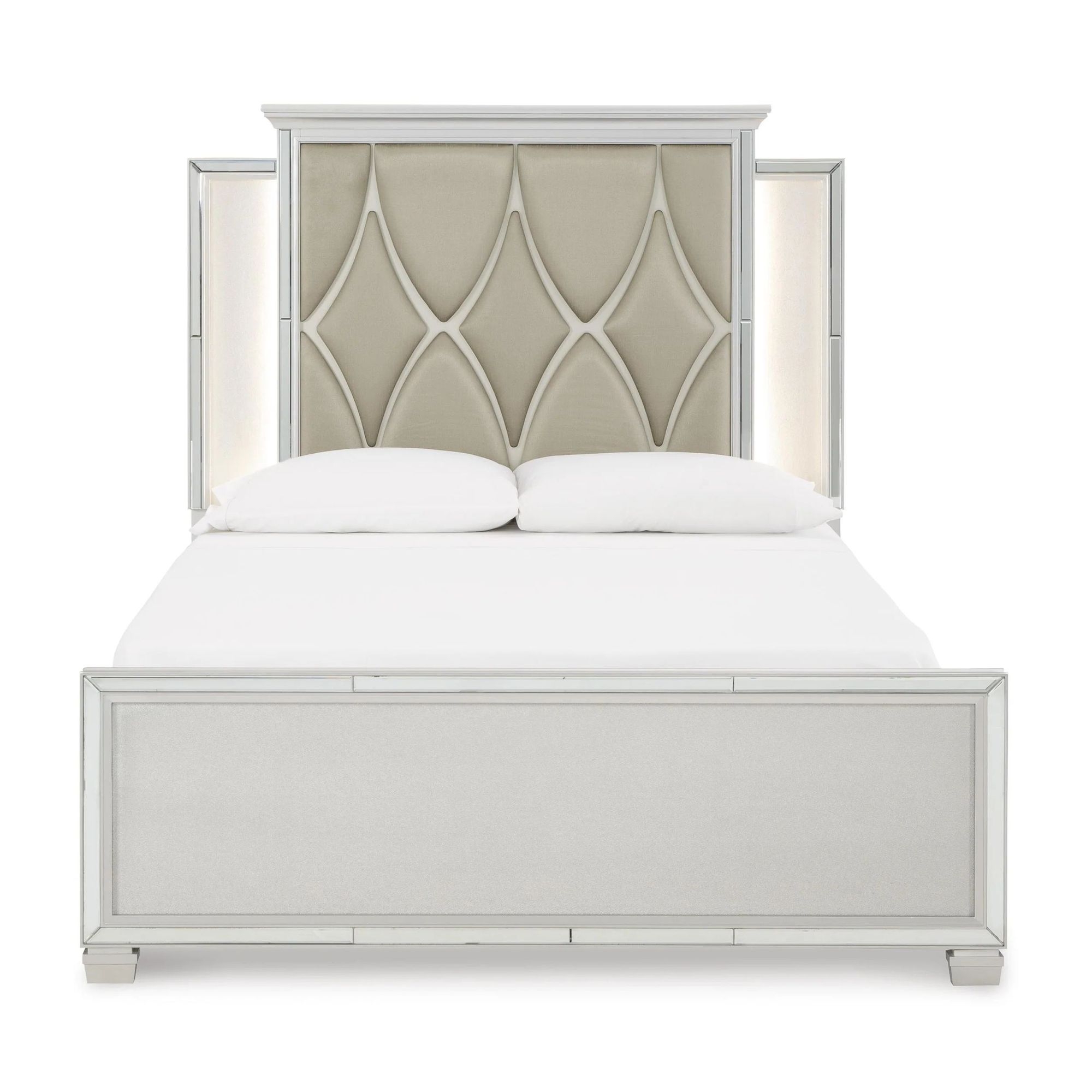 Ashley SM Lindenfield Polyester Upholstered Queen Size Panel Bed with LED Backlight