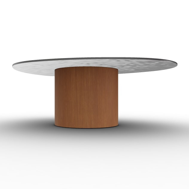 Mushroom Tempered Glass/Wood Pedestal Coffee Table
