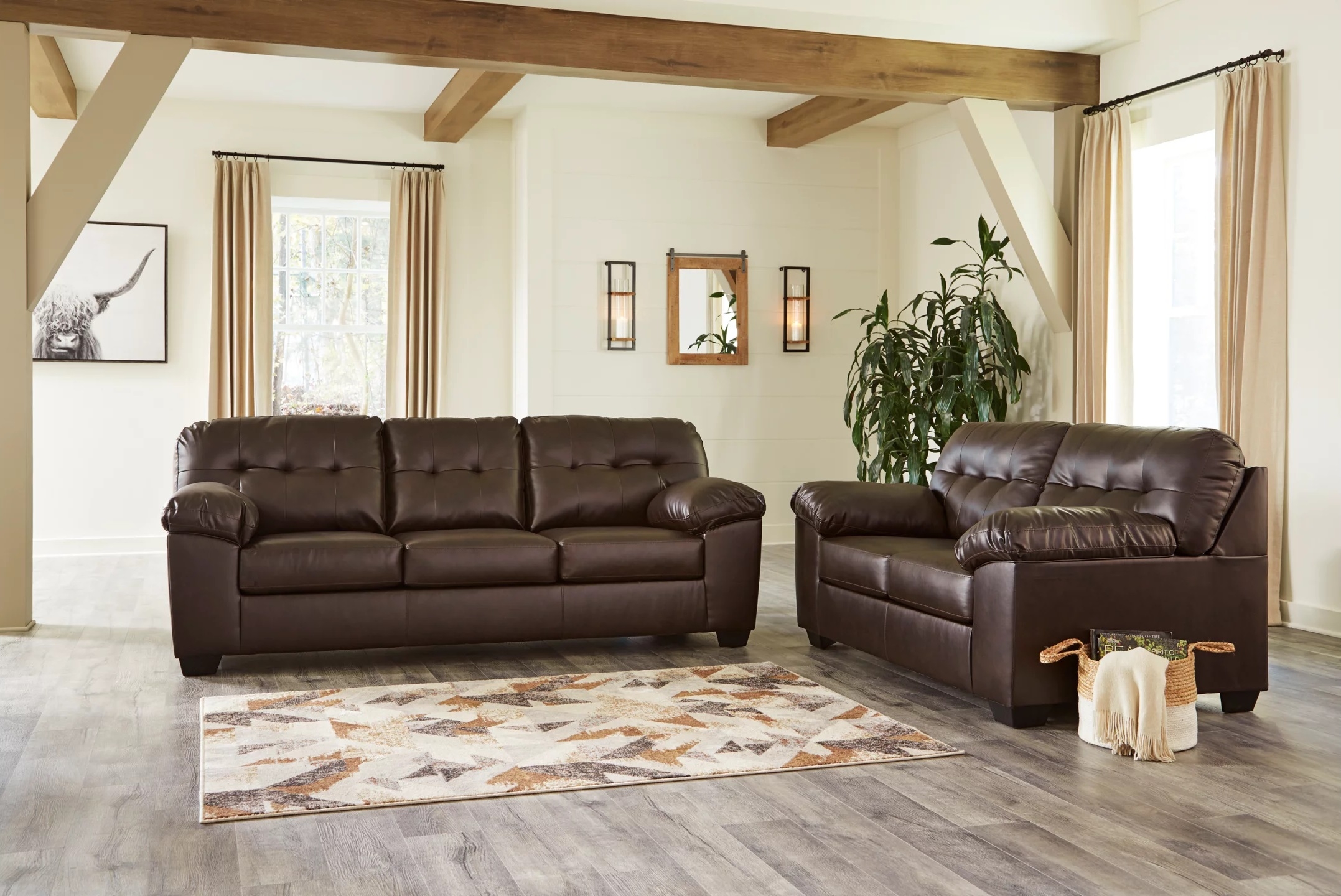 Donlen Faux Leather Living Room Set