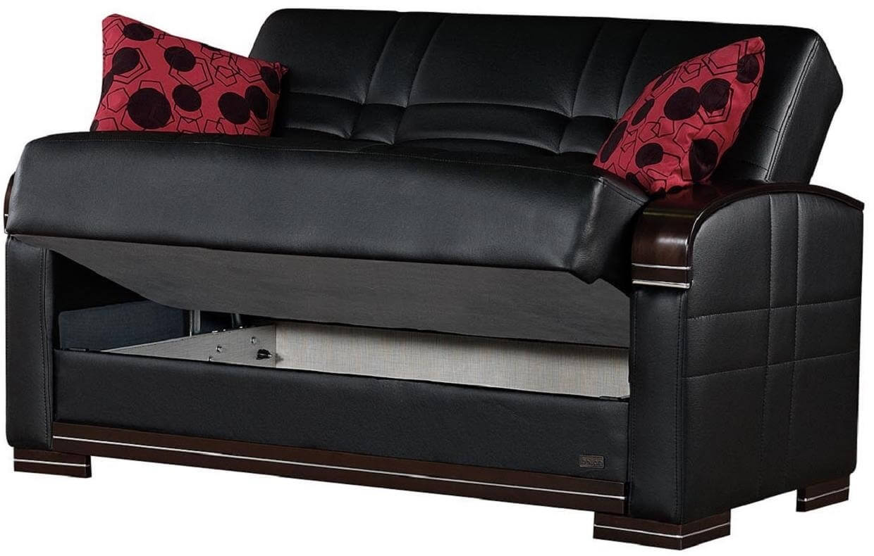Bronx Bonded Leather Storage Loveseat