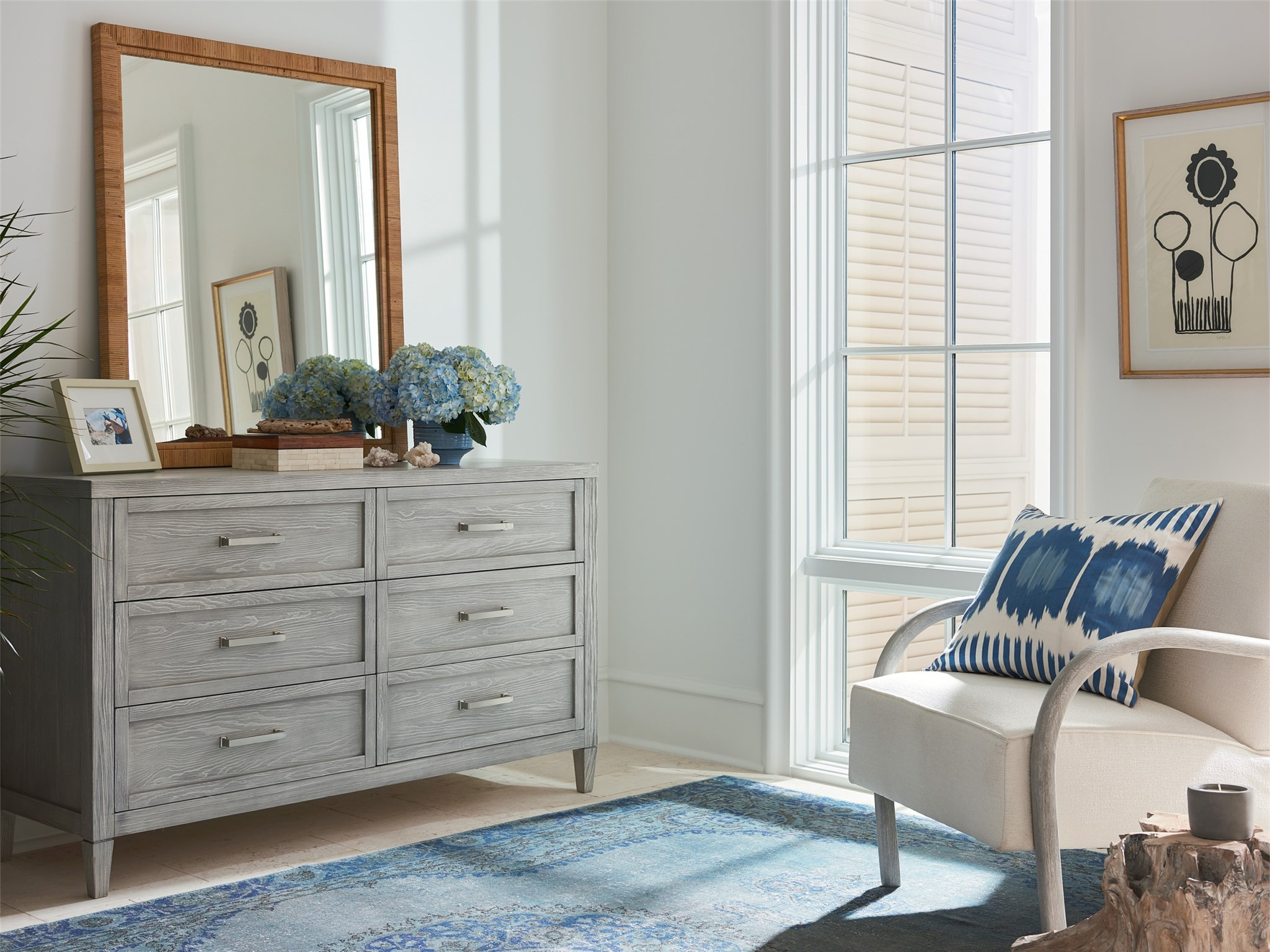 Long Key Rattan/Wood Panel Bedroom Set
