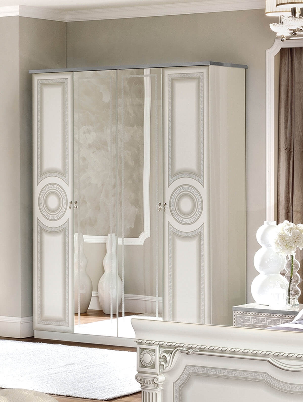 Aida Wood Veneer Wardrobe w/4 Doors