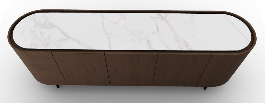 Lake Wood/Ceramic/Metal Sideboard w/5 Doors