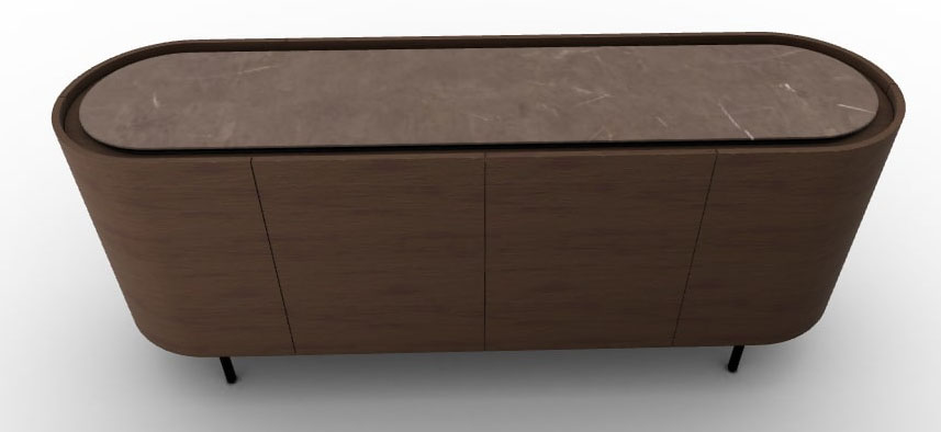 Lake Wood/Ceramic/Metal Sideboard w/4 Doors