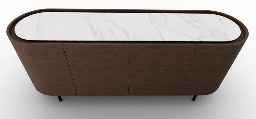 Lake Wood/Ceramic/Metal Sideboard w/4 Doors