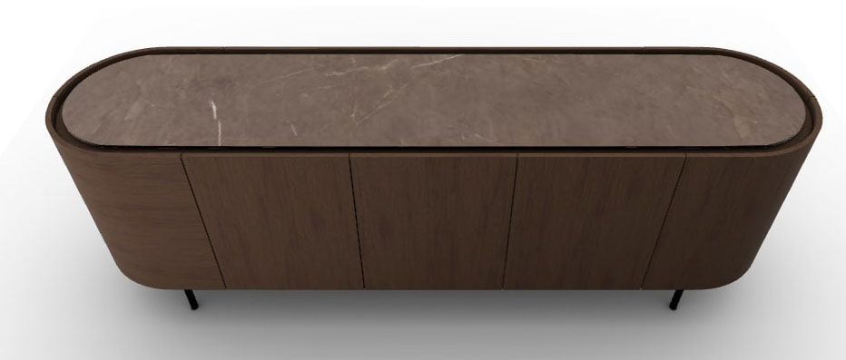 Lake Wood/Ceramic/Metal Sideboard w/5 Doors