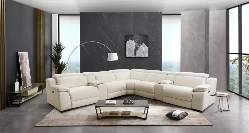 SM 70009 Fabric L Shaped Modular Power Reclining Sectional Sofa