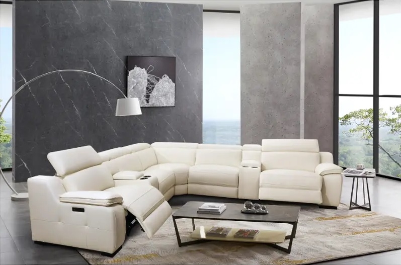 SM 70009 Fabric L Shaped Modular Power Reclining Sectional Sofa
