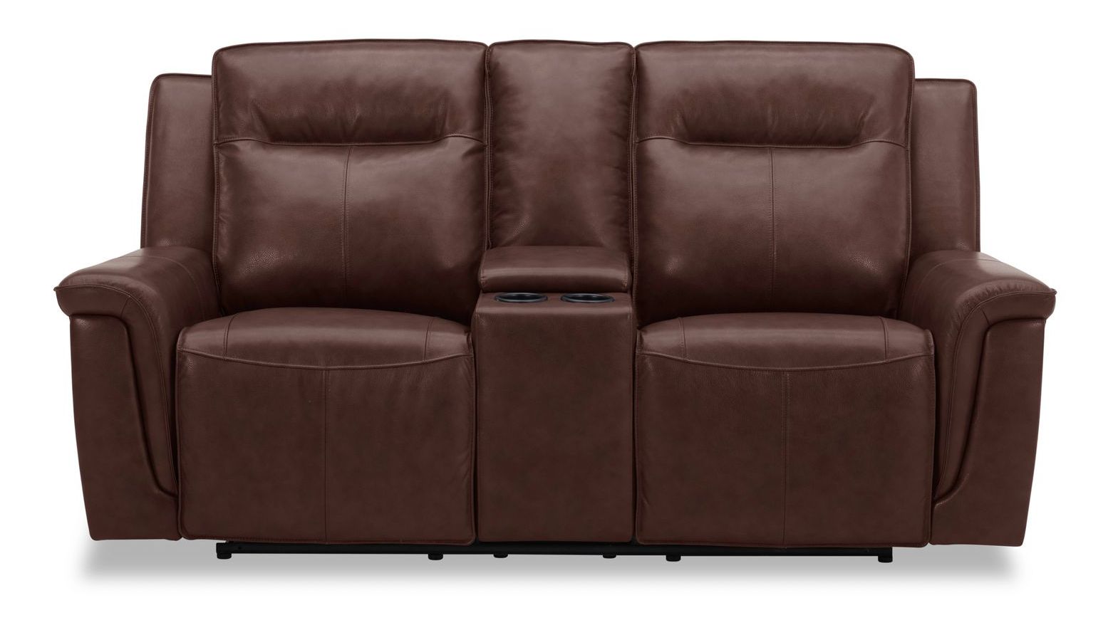 Avery Leather Power Reclining Loveseat w/Console & USB Chargers