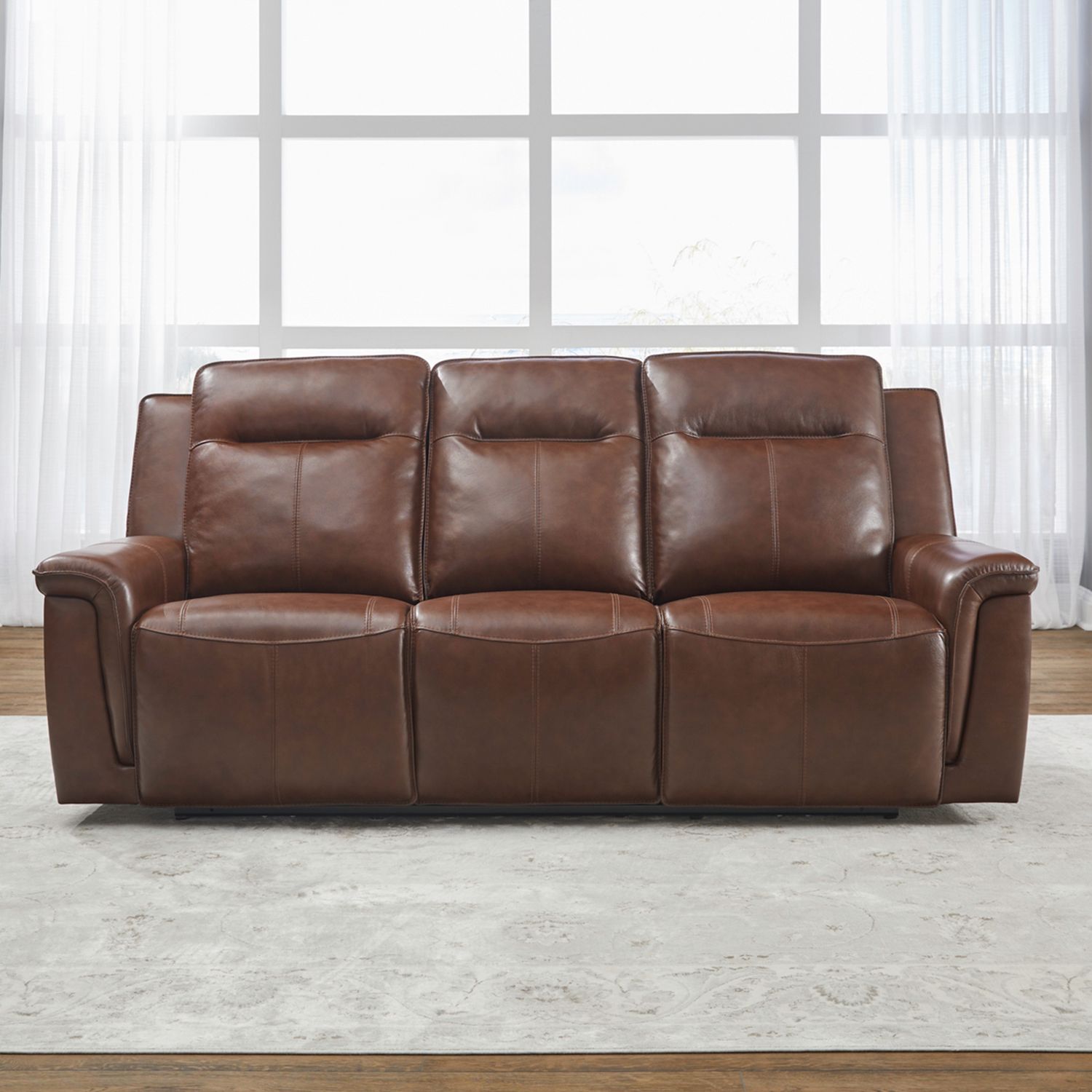 Avery Leather Power Reclining Living Room Set | Cognac