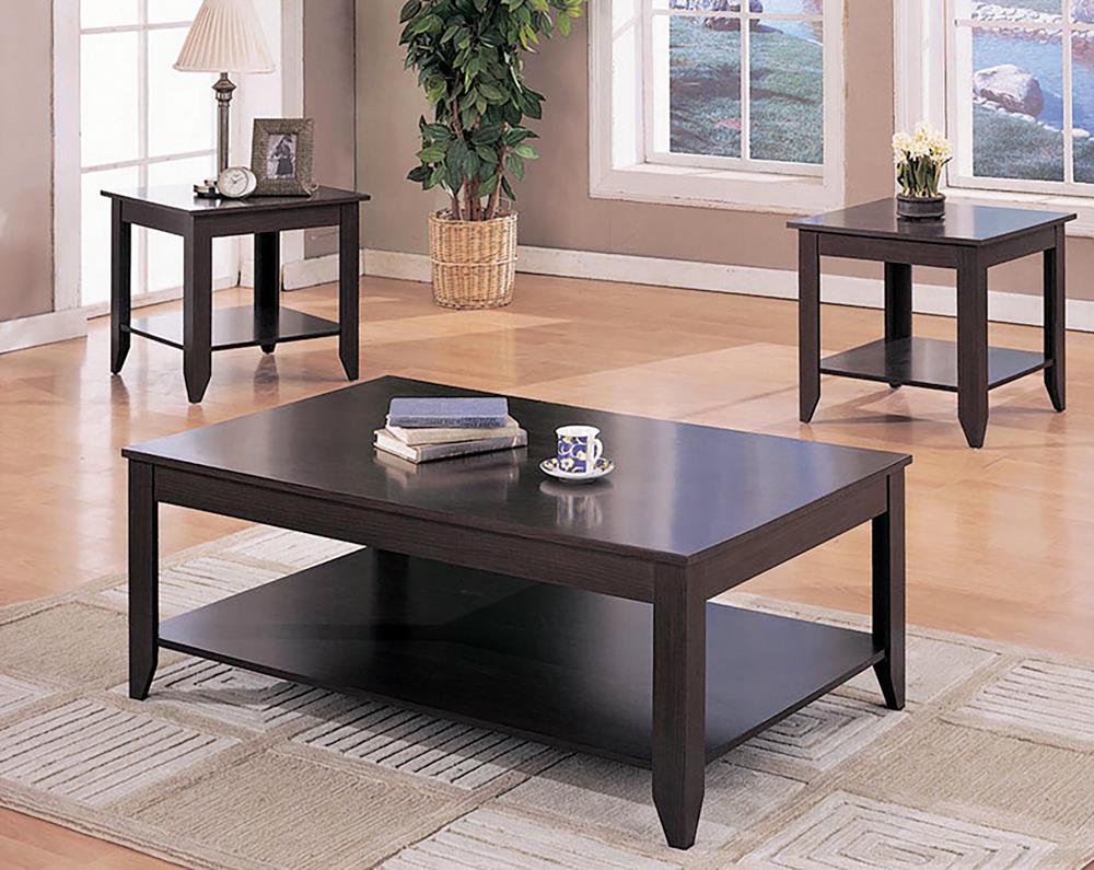 Brooks Wood Veneer 3-piece Occasional Table Set with Lower Shelf