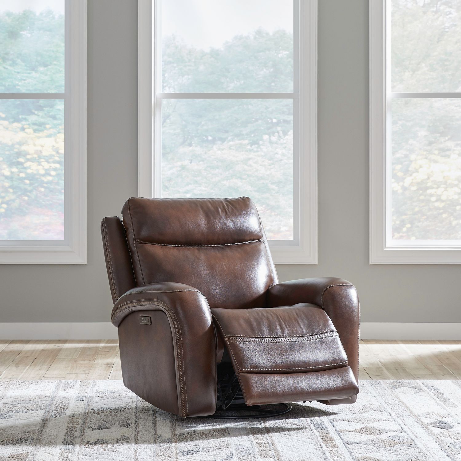 Blair Leather Swivel Power Recliner w/USB Chargers