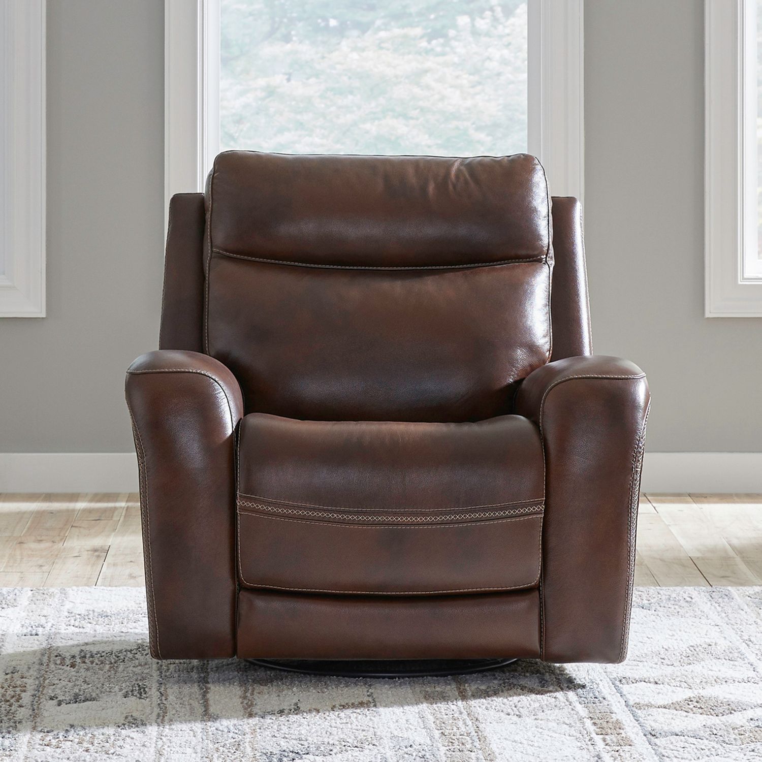 Blair Leather Swivel Power Recliner w/USB Chargers