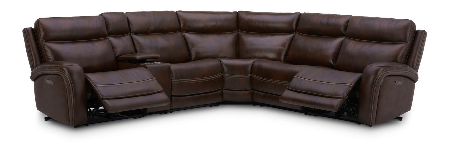 Blair Leather 6-Piece Power Reclining Sectional w/USB Chargers
