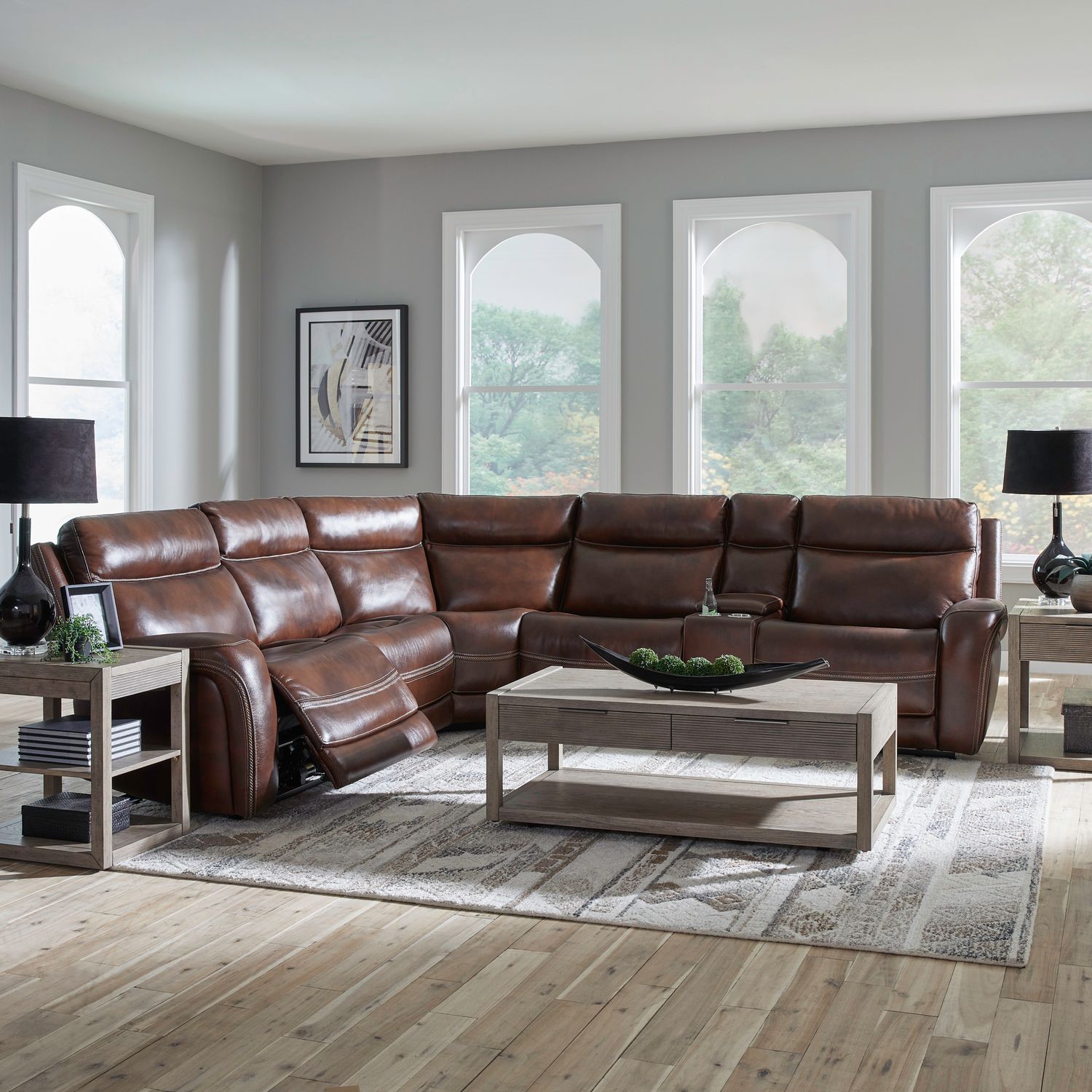 Blair Leather Power Reclining Living Room Set | USB Charging