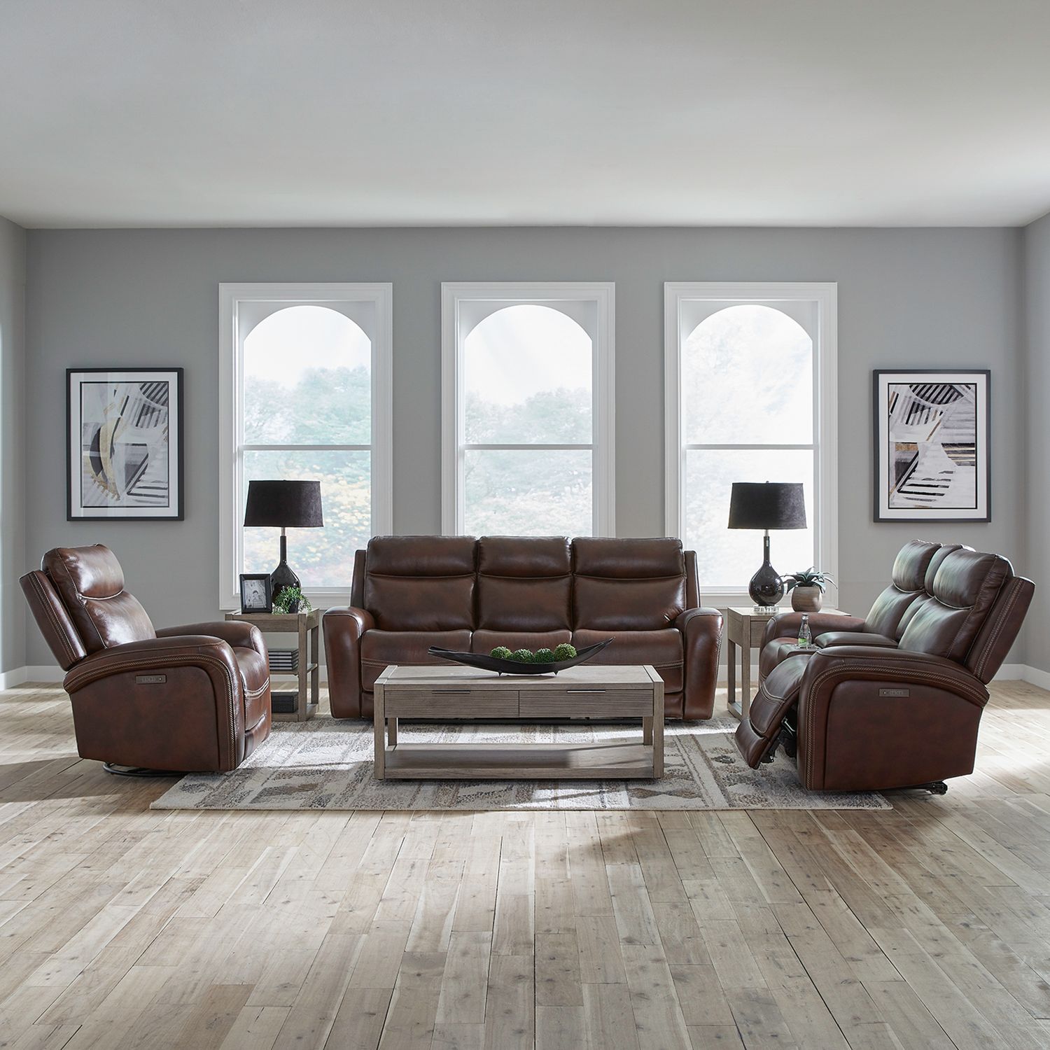 Blair Leather Power Reclining Living Room Set | USB Charging