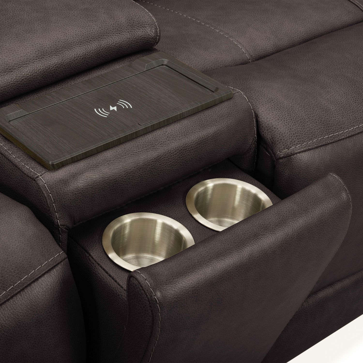 Carrington Leather Power Reclining Loveseat with Console & USB Chargers