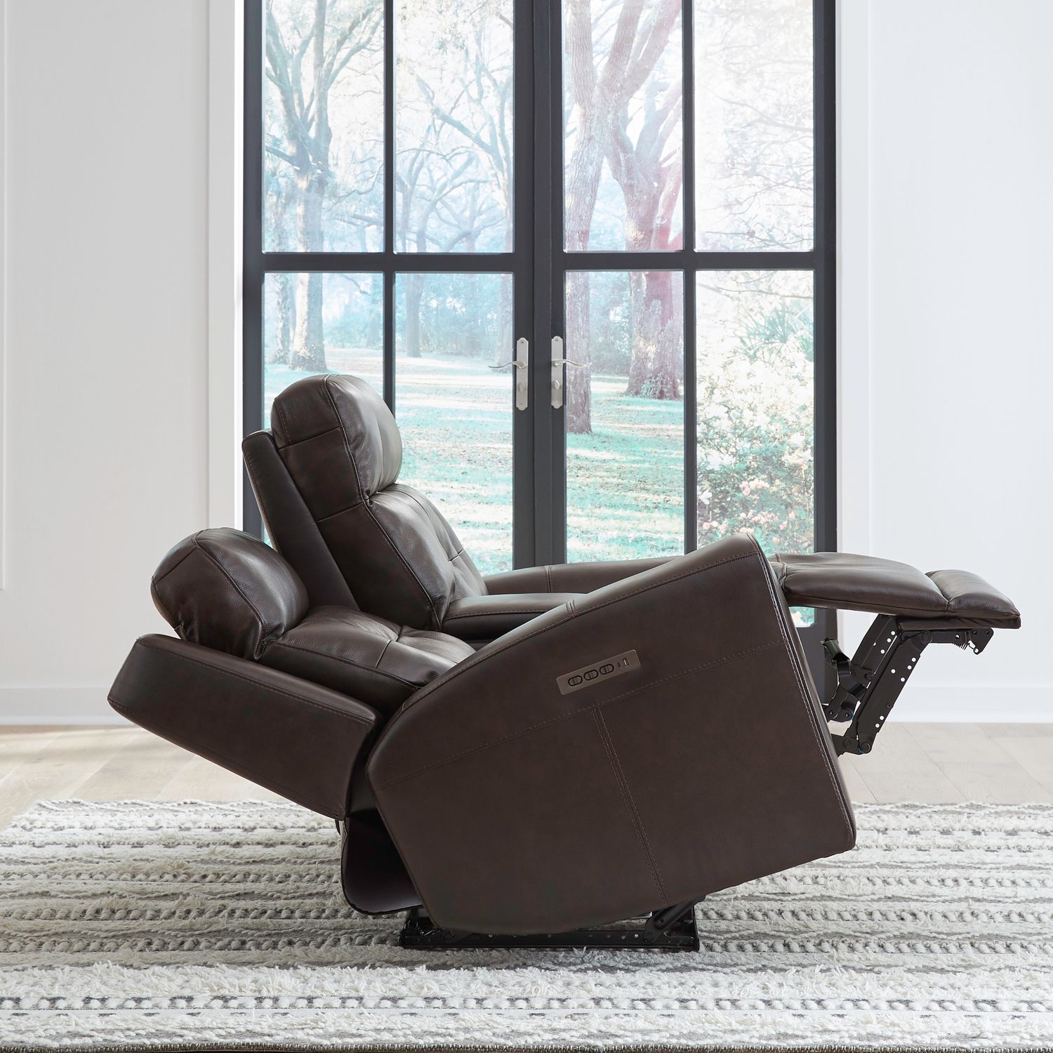 Carrington Leather Power Reclining Loveseat with Console & USB Chargers