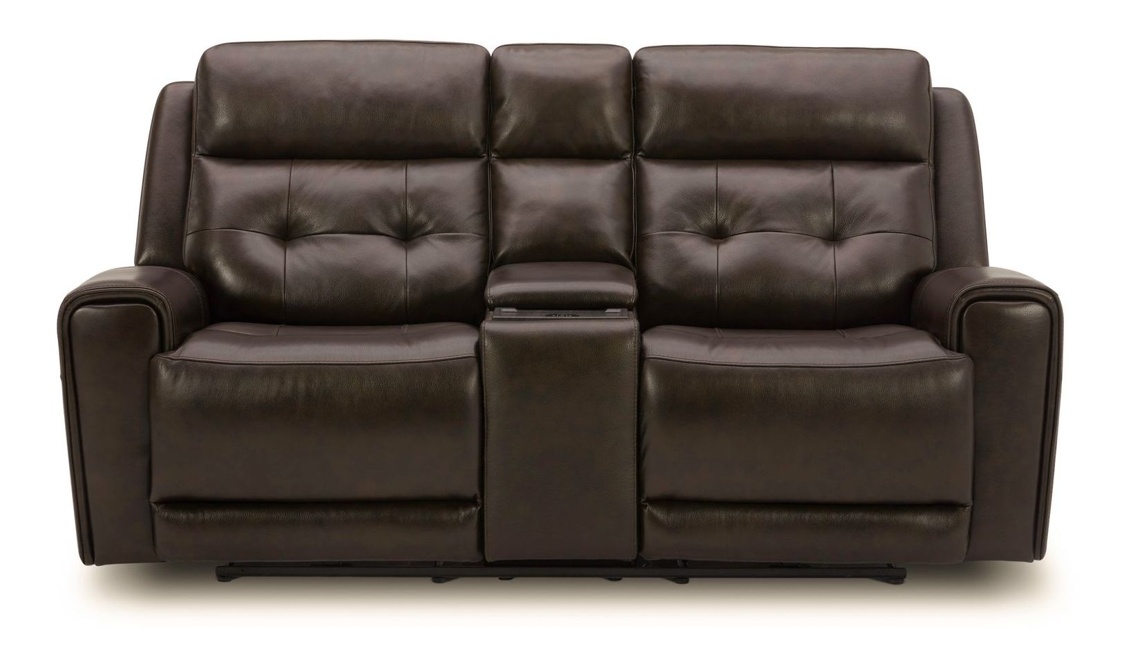 Carrington Leather Power Reclining Loveseat with Console & USB Chargers