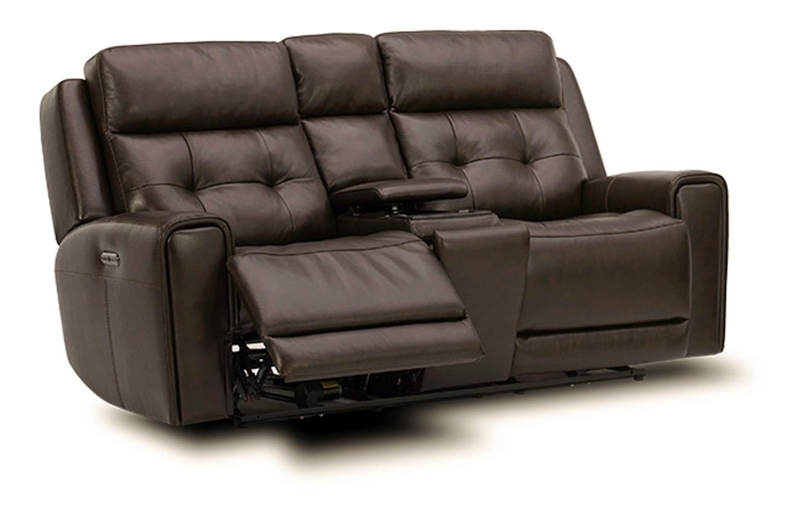 Carrington Leather Power Reclining Loveseat with Console & USB Chargers
