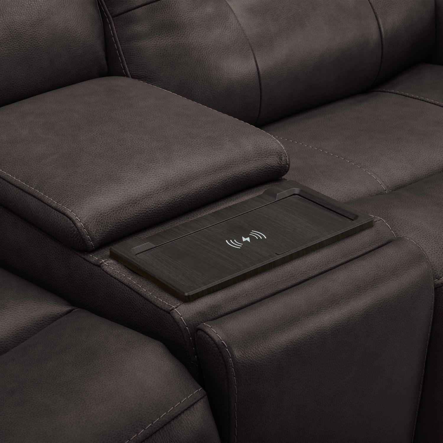 Carrington Leather Power Reclining Loveseat with Console & USB Chargers