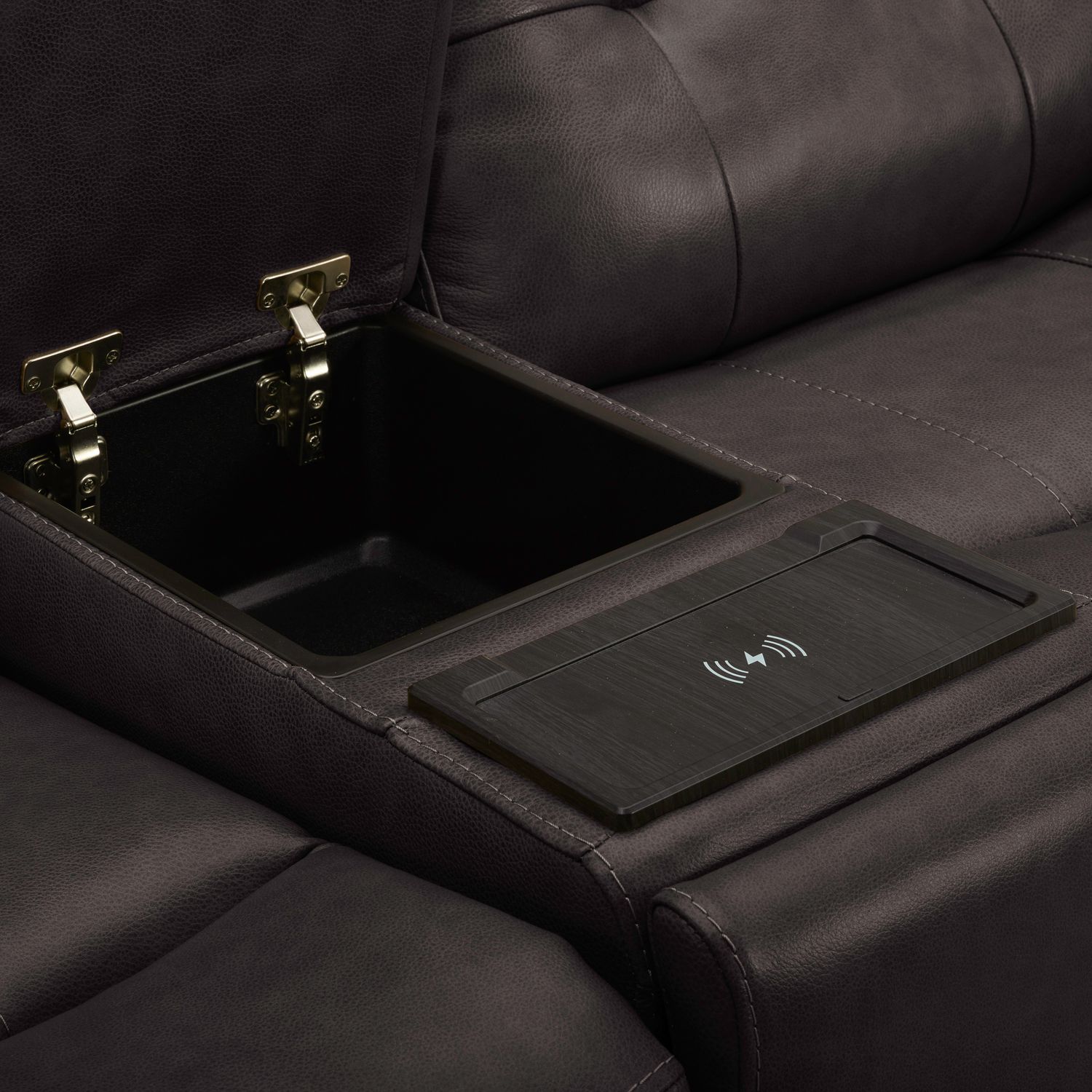 Carrington Leather Power Reclining Loveseat with Console & USB Chargers