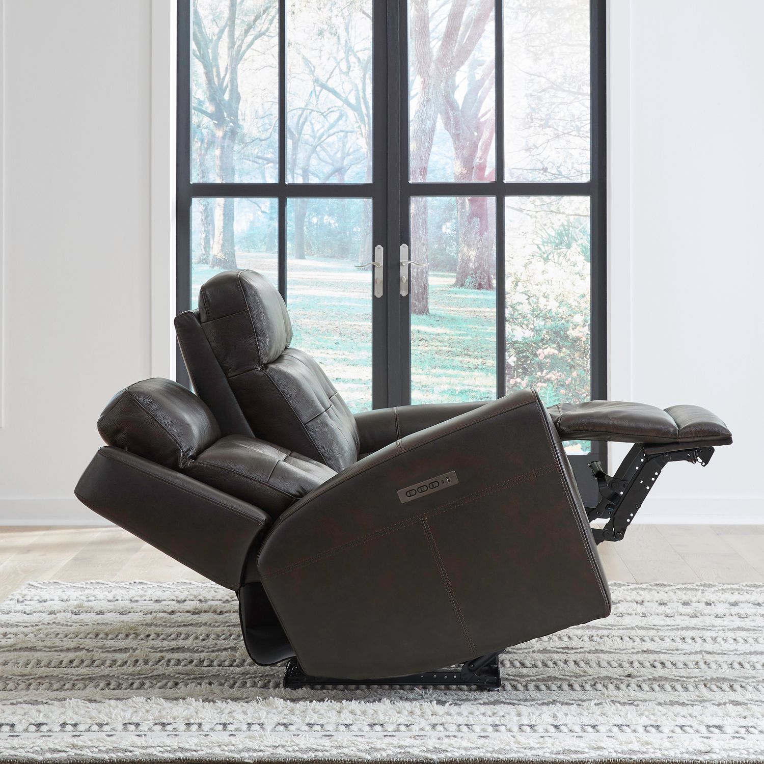 Carrington Leather Power Reclining Sofa with USB Chargers