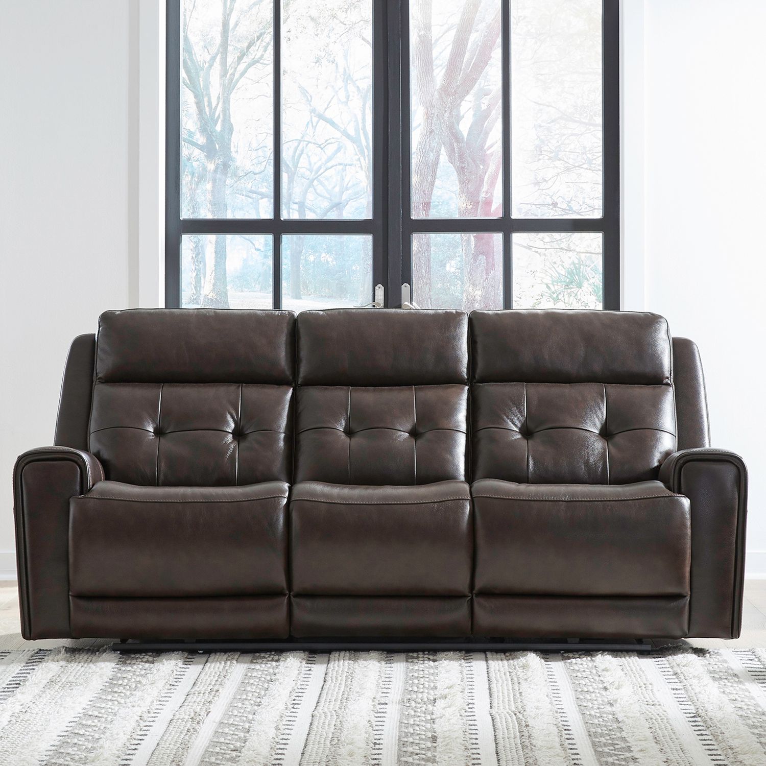 Carrington Leather Power Reclining Sofa with USB Chargers