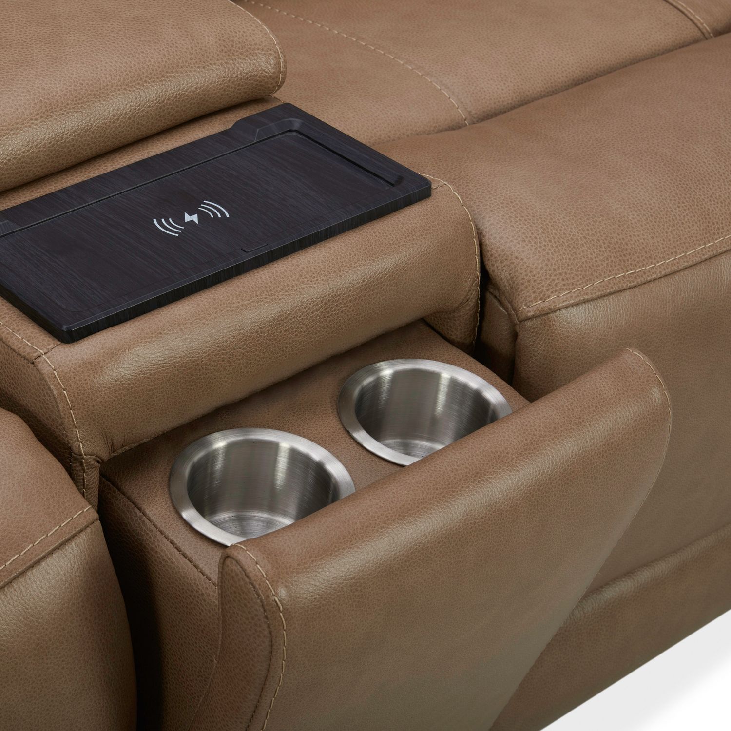 Carrington Leather Power Reclining Loveseat with Console & USB