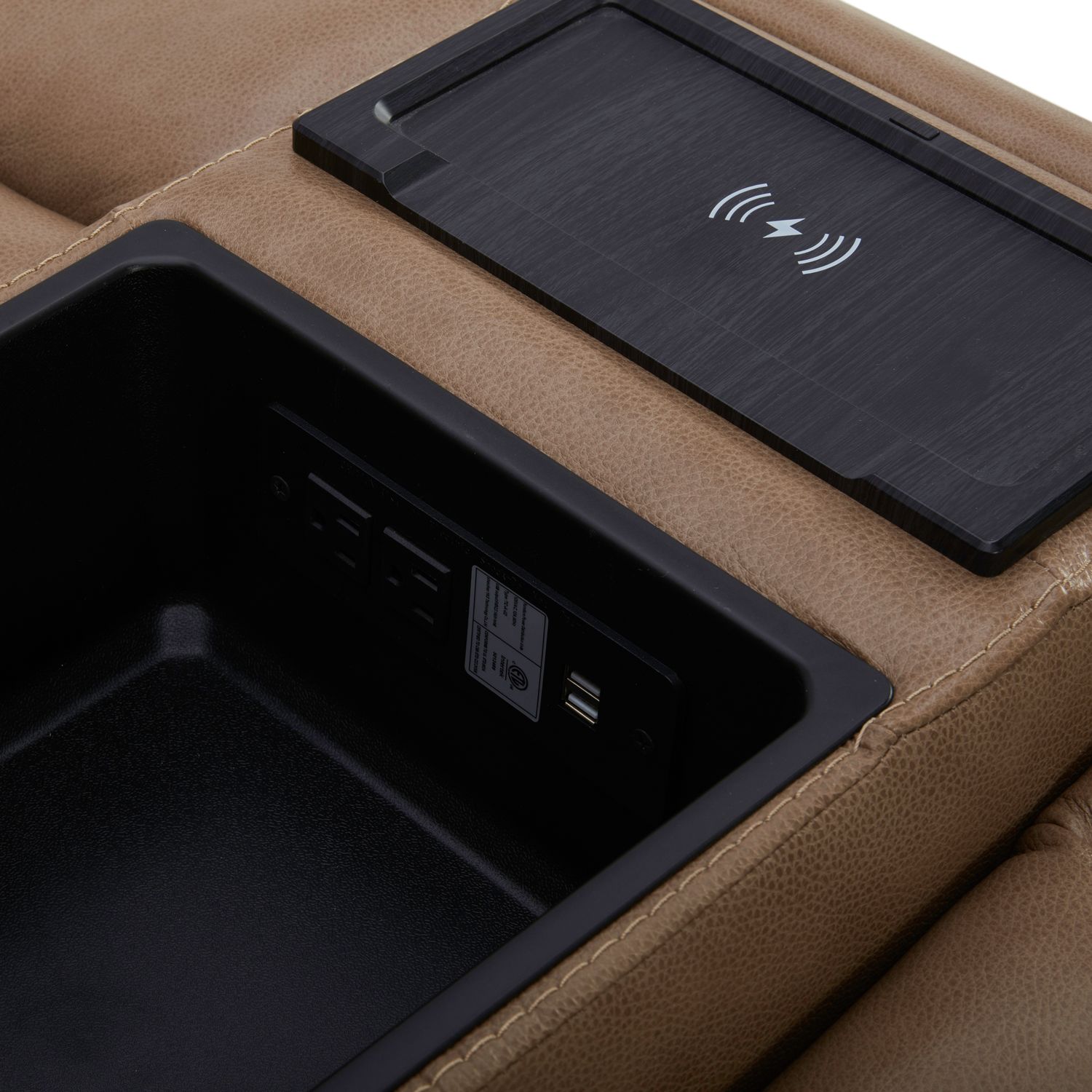 Carrington Leather Power Reclining Loveseat with Console & USB