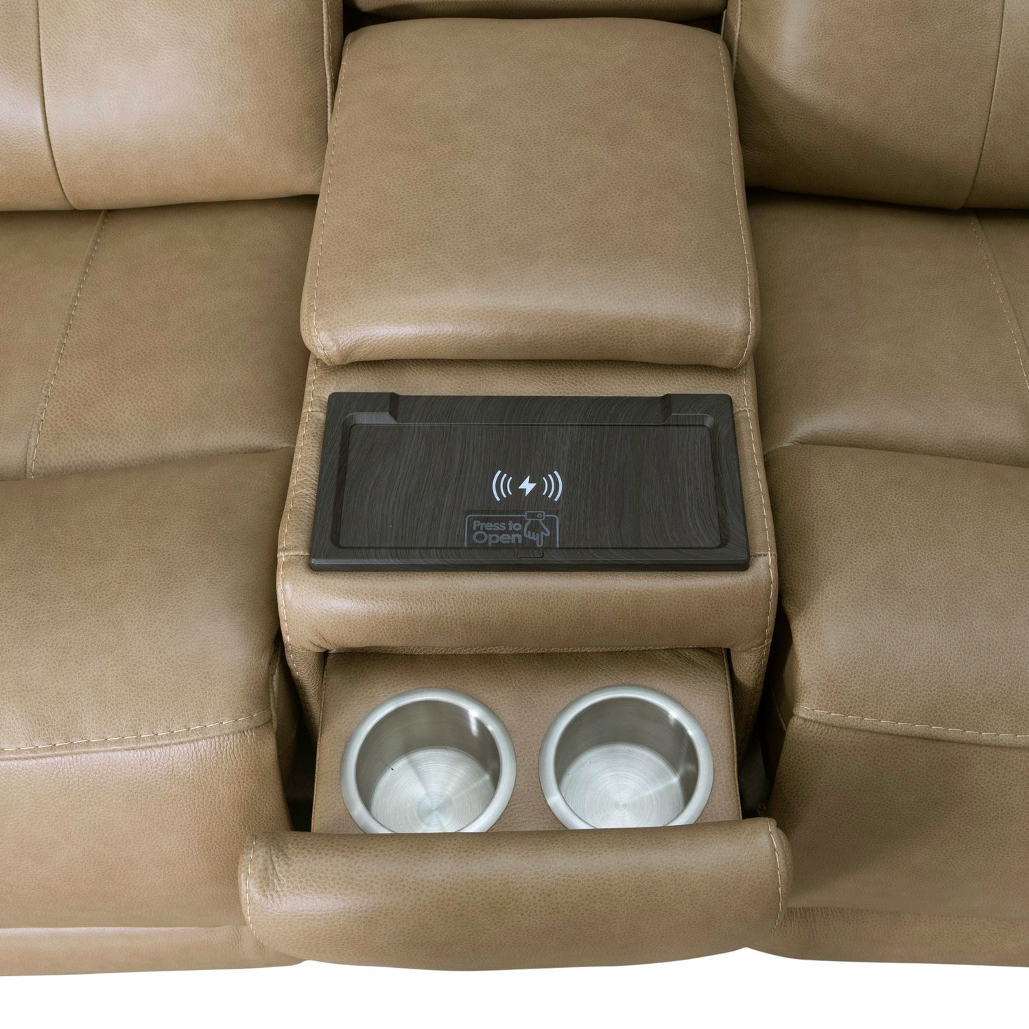 Carrington Leather Power Reclining Living Room Set - York Sand